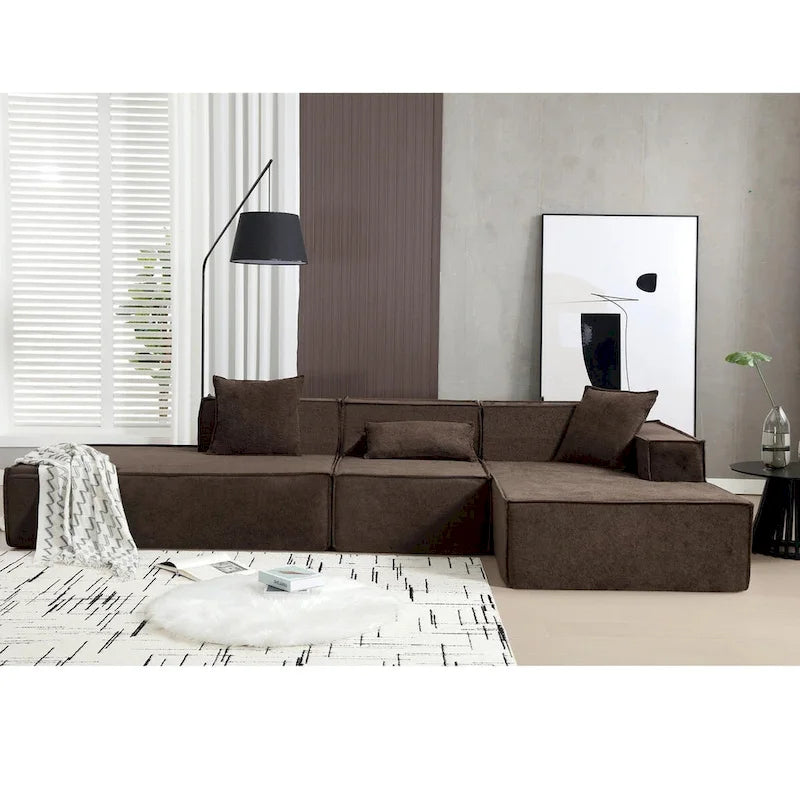 L-Shaped Modular Sofa Set, Modern Minimalist Design, Italian Style,Polyester Fabric