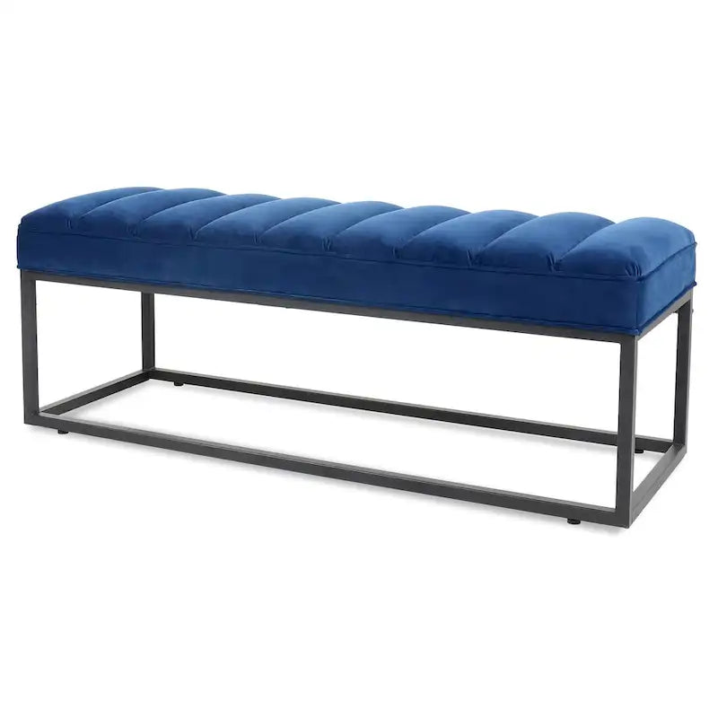 Metal Base Upholstered Bench Footstool for Entryway Living Room