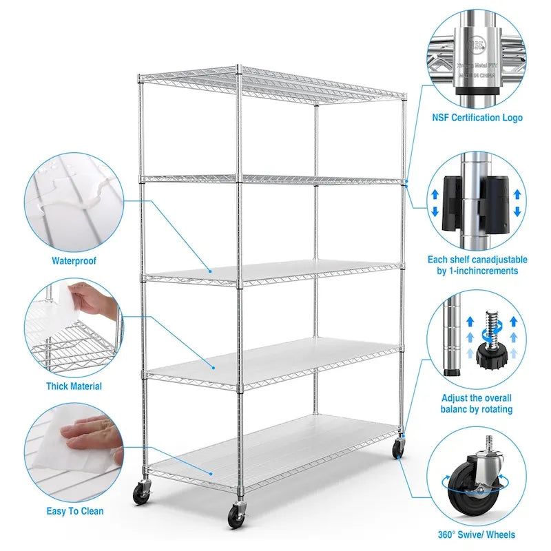5 Tier 7500lbs Heavy Duty Adjustable Storage Rack Metal Shelf