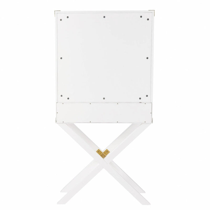 30 White Corner Display Stand With One Shelf And One Drawer
