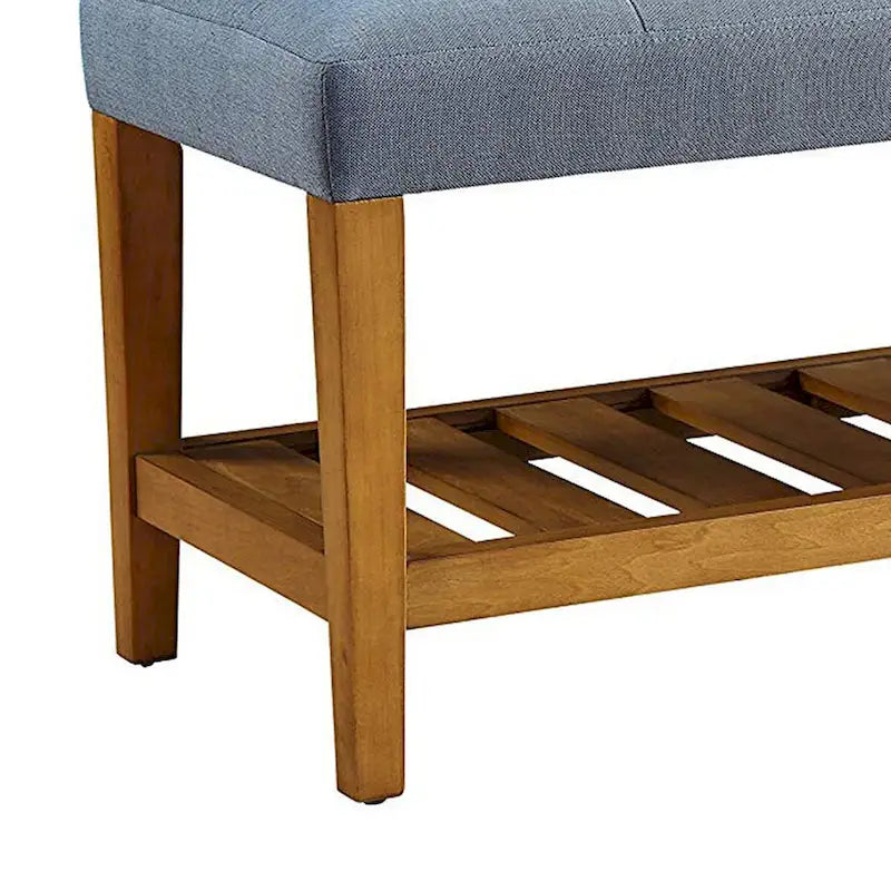 Wooden Bench, Blue & Oak