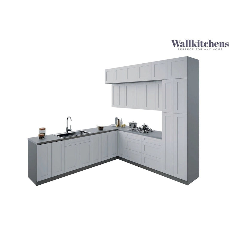 Kitchen Culinary Haven Collection White Matte Color Base Size 9Ft Wide - 108x24