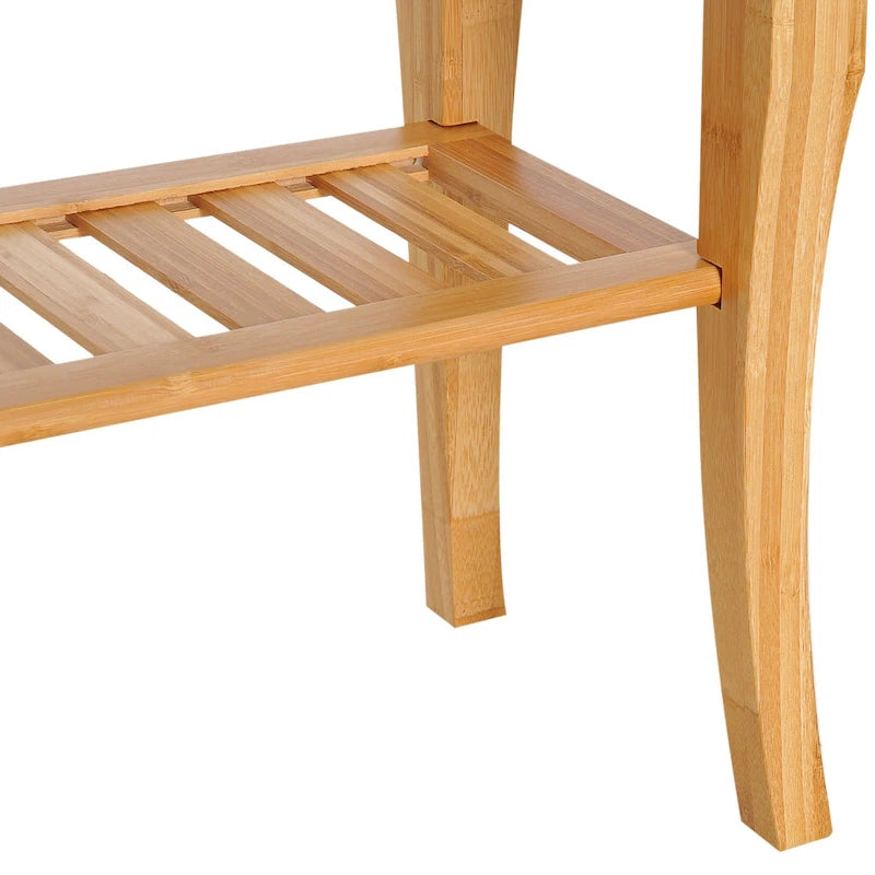 Bamboo Shower Bench with Storage Shelf