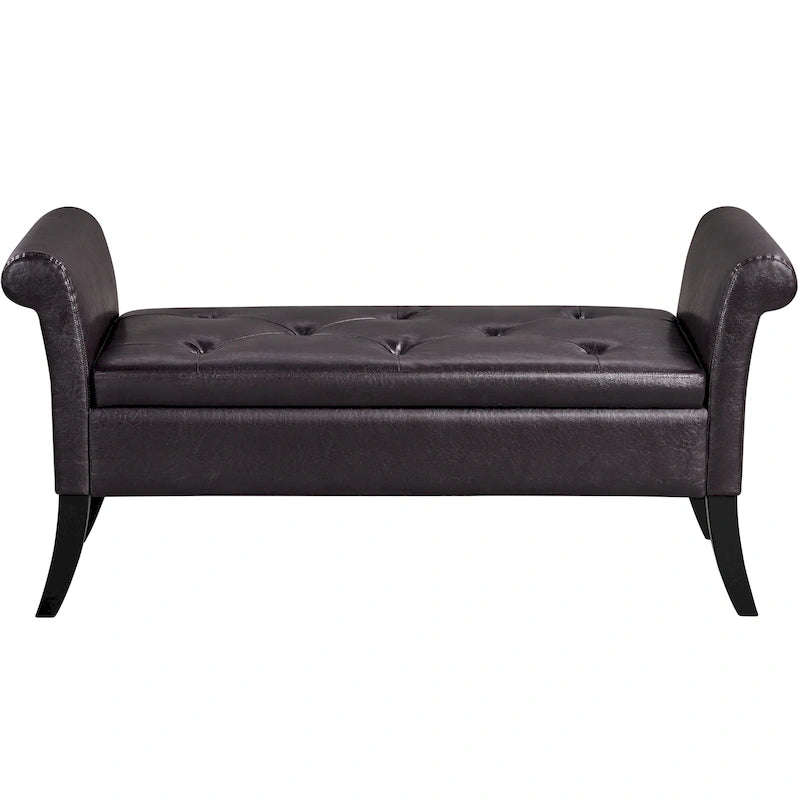 Yaheetech Faux Leather Vintage Storage Bench Multifunctional Bench