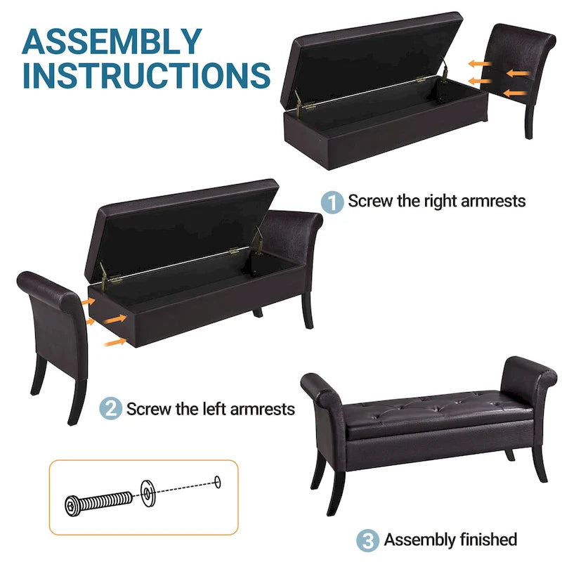 Yaheetech Faux Leather Vintage Storage Bench Multifunctional Bench