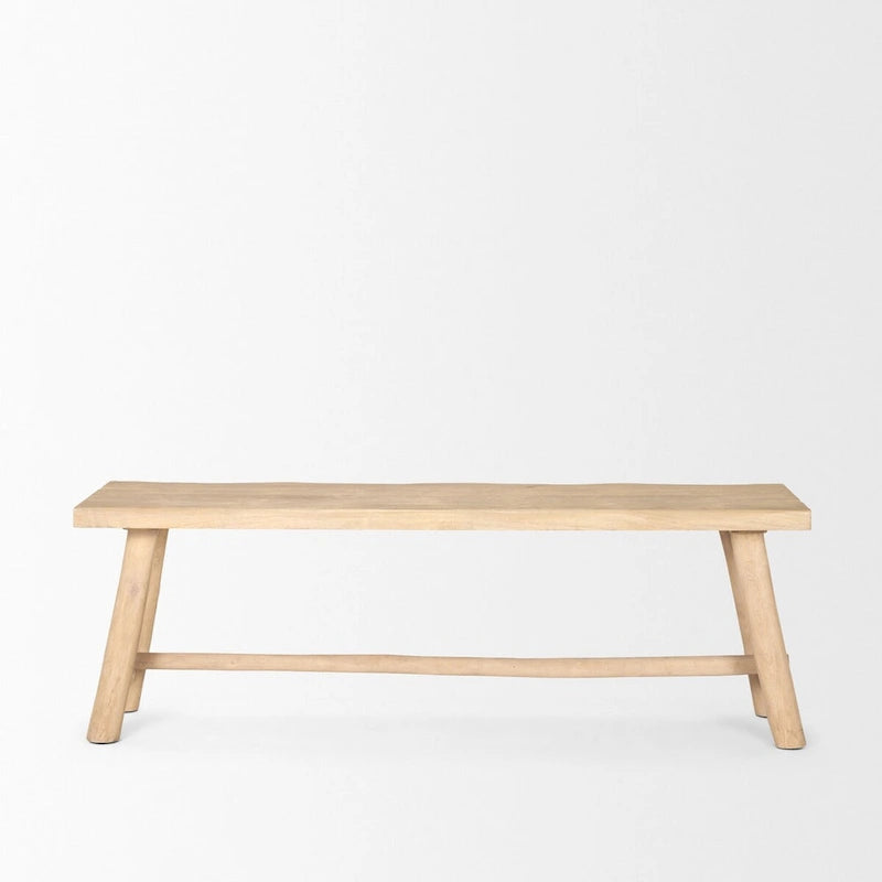 Sekou Light Brown Wooden Craftsman Bench