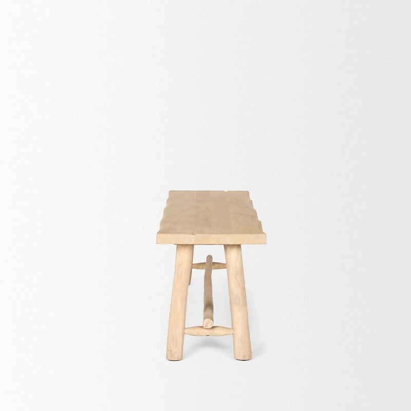 Sekou Light Brown Wooden Craftsman Bench