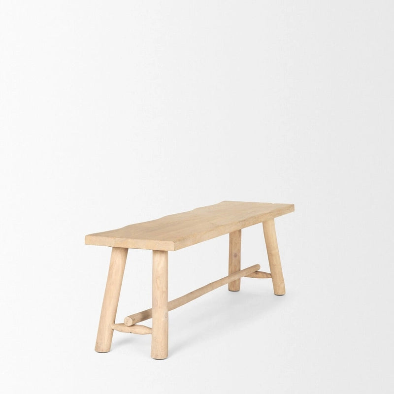 Sekou Light Brown Wooden Craftsman Bench
