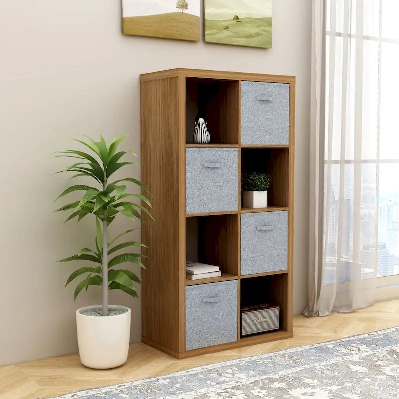 Smart Cube 8-Cube Organizer Storage with Opened Back Shelves,2 X 4 Cube Bookcase Book Shleves for Home,Office (White)