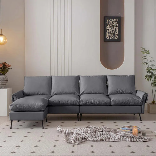 104.5Modern Technical leather L-Shaped Sofa with Ottoman