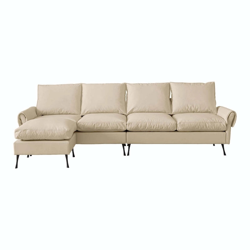 104.5Modern Technical leather L-Shaped Sofa with Ottoman