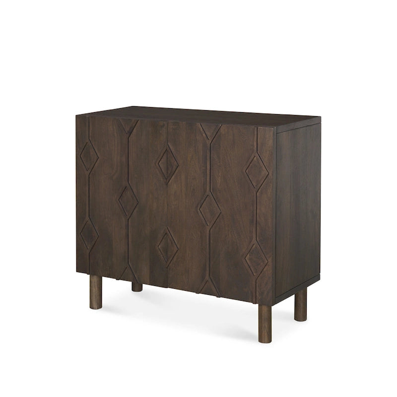 Heera Dark Brown Diamond Motif w/ Shelf Accent Cabinet - 36.0L x 16.3W x 32.0H