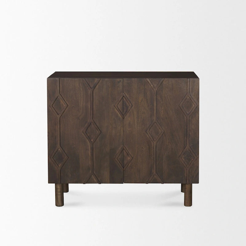 Heera Dark Brown Diamond Motif w/ Shelf Accent Cabinet - 36.0L x 16.3W x 32.0H