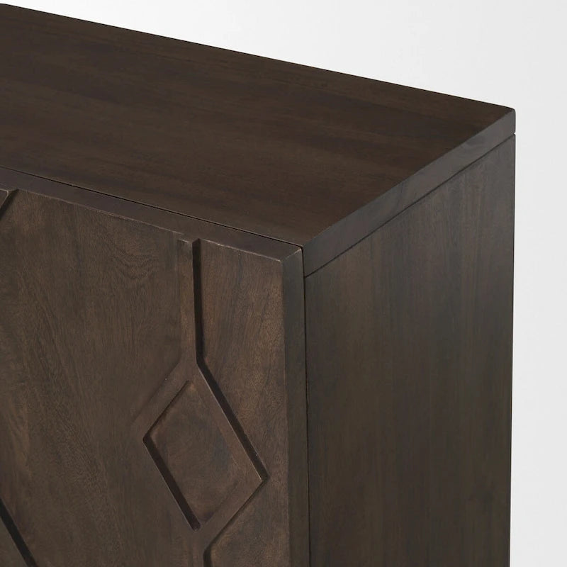 Heera Dark Brown Diamond Motif w/ Shelf Accent Cabinet - 36.0L x 16.3W x 32.0H