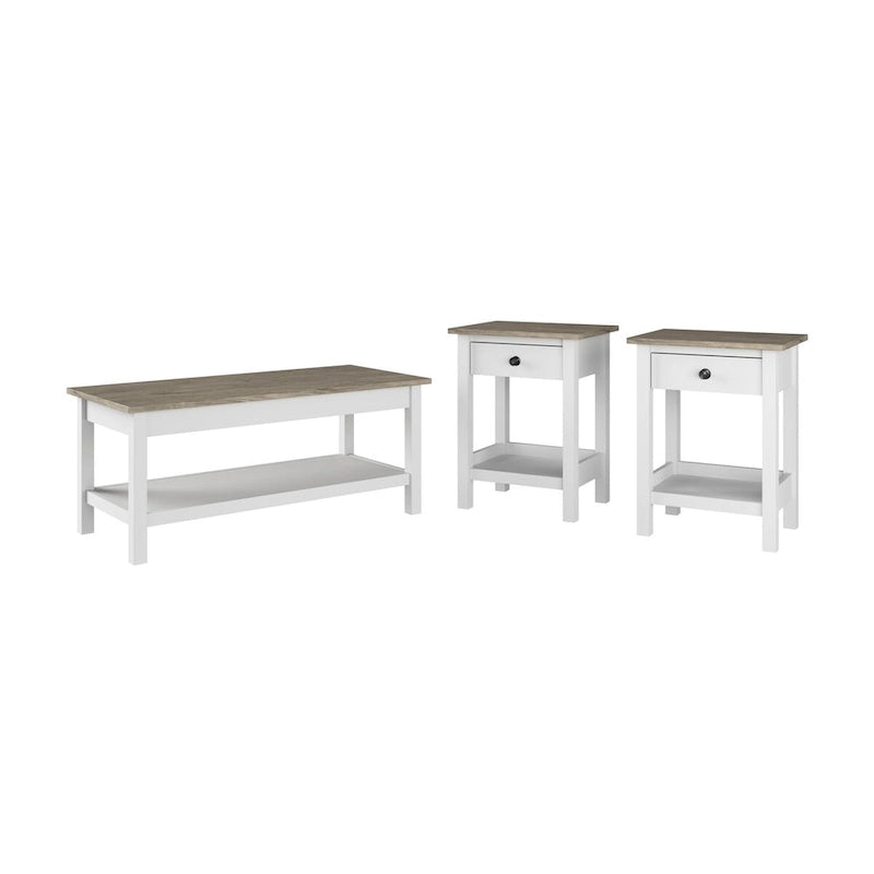 Bush Furniture Mayfield Farmhouse Coffee Table with End Tables