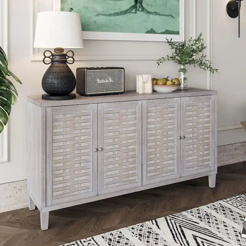 Accent Cabinet 4 Door Wooden Cabinet Sideboard Buffet Server Cabinet Storage Cabinet, for Living Room, Entryway