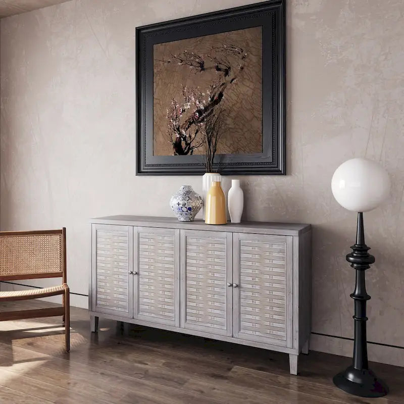 Accent Cabinet 4 Door Wooden Cabinet Sideboard Buffet Server Cabinet Storage Cabinet, for Living Room, Entryway