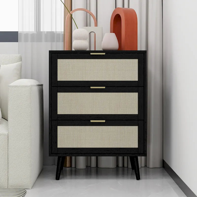 GEITIN 3 Drawers Storage Cabinet with Wood Legs