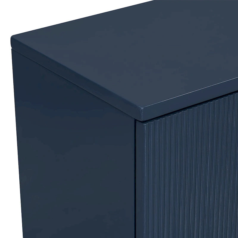 Vertical Stripes and Wavy Design of a Four-Door Cabinet Cabinet Suitable for Hallway, Entryway, Living Room
