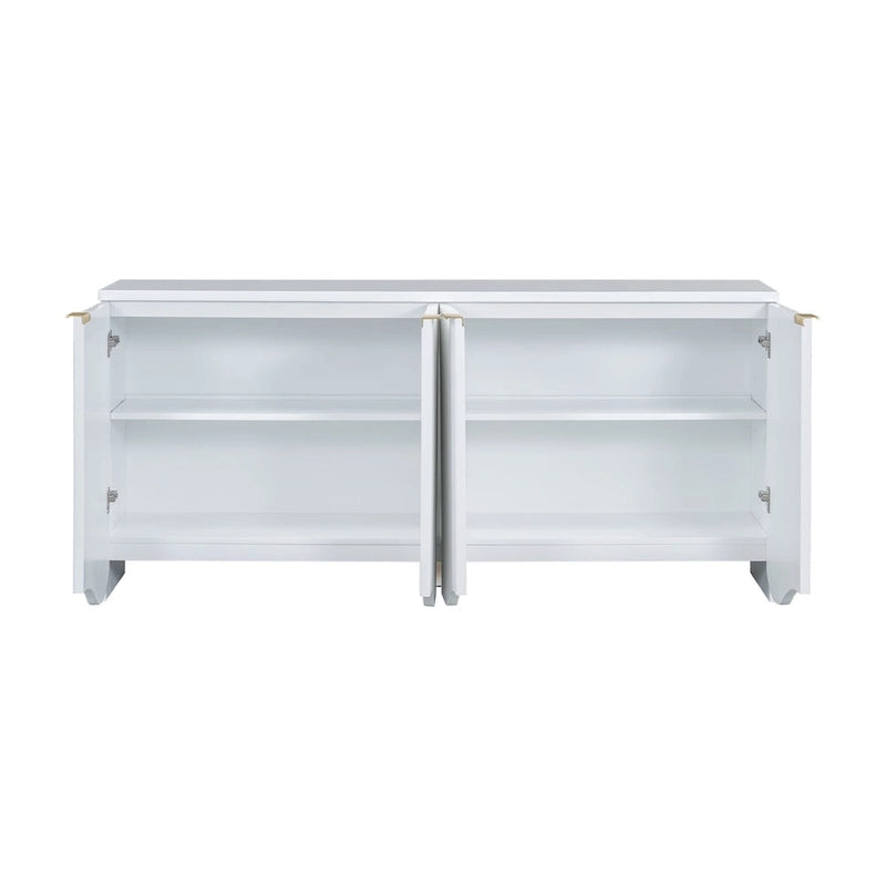 Vertical Stripes and Wavy Design of a Four-Door Cabinet Cabinet Suitable for Hallway, Entryway, Living Room