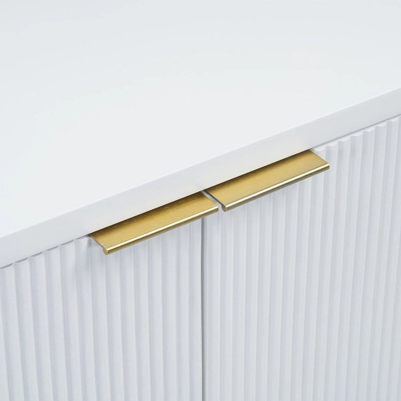 Vertical Stripes and Wavy Design of a Four-Door Cabinet Cabinet Suitable for Hallway, Entryway, Living Room