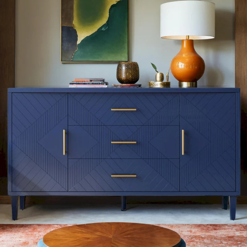 Stylish and Functional 4-Door Storage Cabinet with Pine Legs and MDF, for Living Room Bedroom,and Kitchen