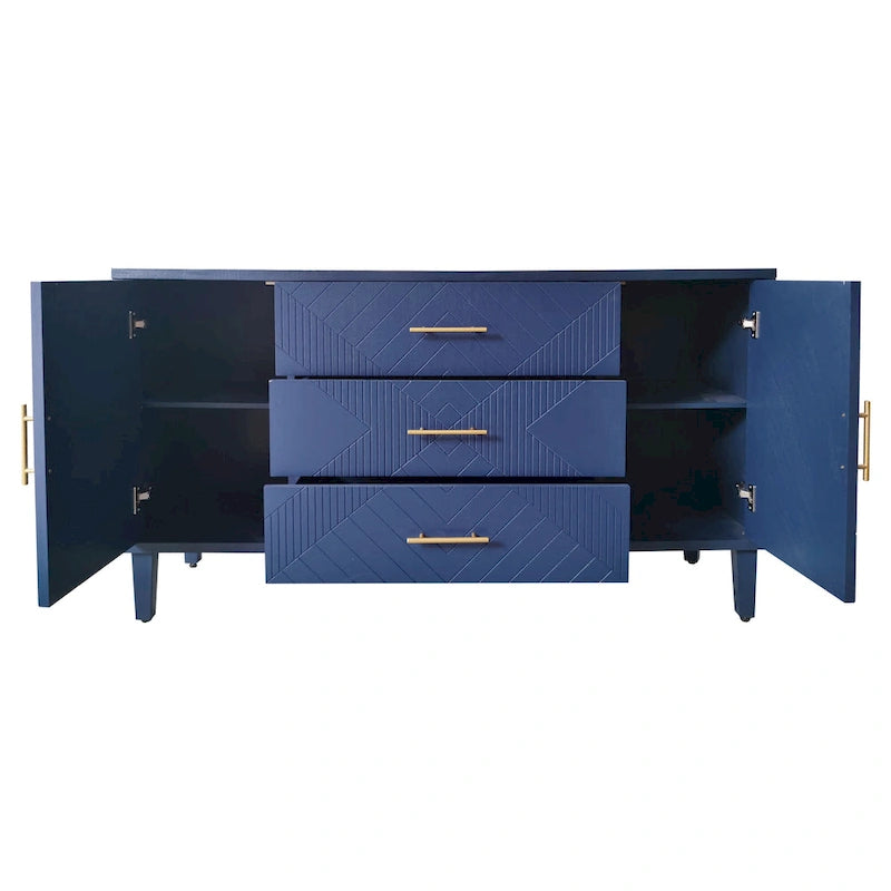Stylish and Functional 4-Door Storage Cabinet with Pine Legs and MDF, for Living Room Bedroom,and Kitchen