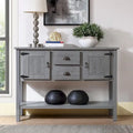 Console Table with 2 Drawers and Cabinets and Bottom Shelf, Retro Style Storage Dining Buffet Server Cabinet(Antique Gray)