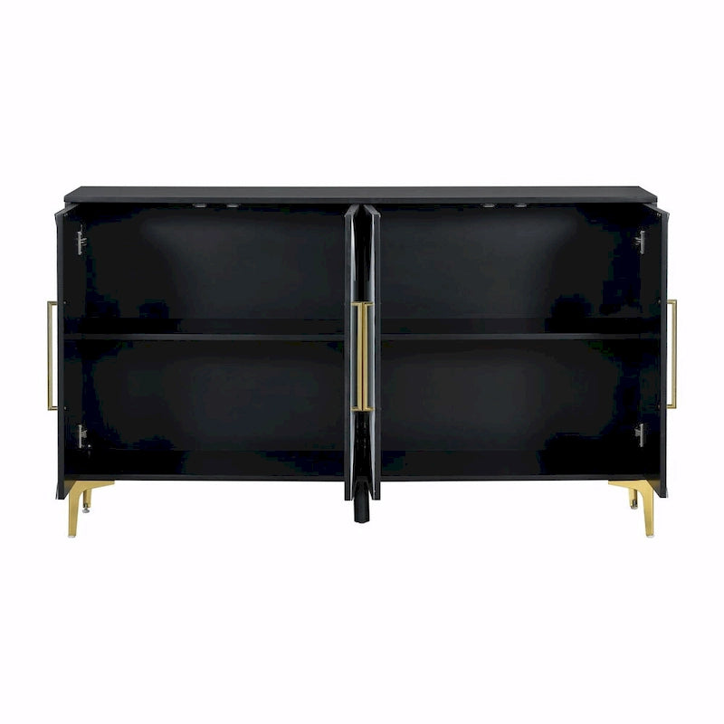 Unique Four-Door Cabinet with Two-Tone Triangular Pattern Doors
