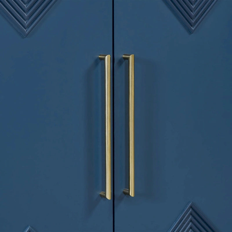 Unique Four-Door Cabinet with Two-Tone Triangular Pattern Doors