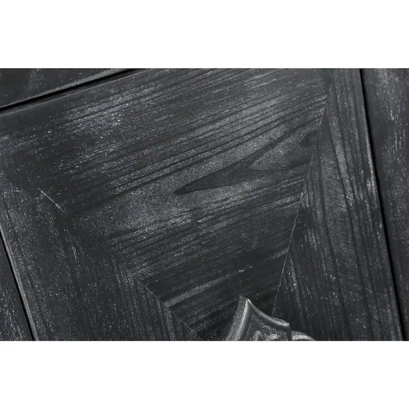Carved Flower Door Handle, Antique Four Door Cabinet