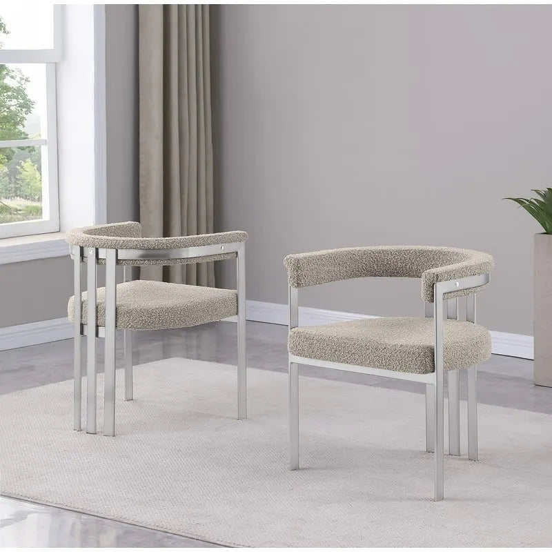 Best Quality Furniture Matte Brushed Chrome Dining Chairs (Set of 2) - N/A