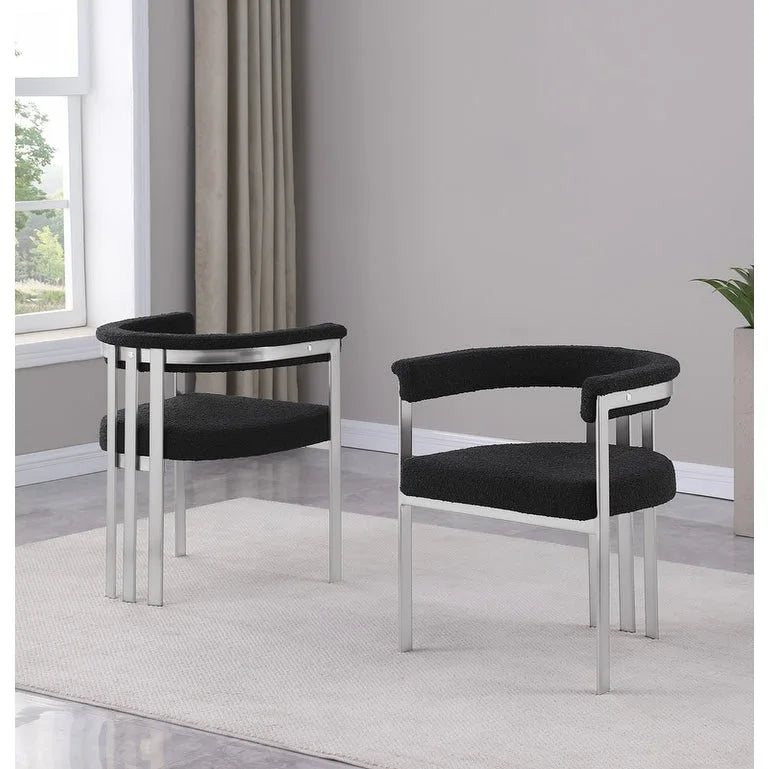 Best Quality Furniture Matte Brushed Chrome Dining Chairs (Set of 2) - N/A