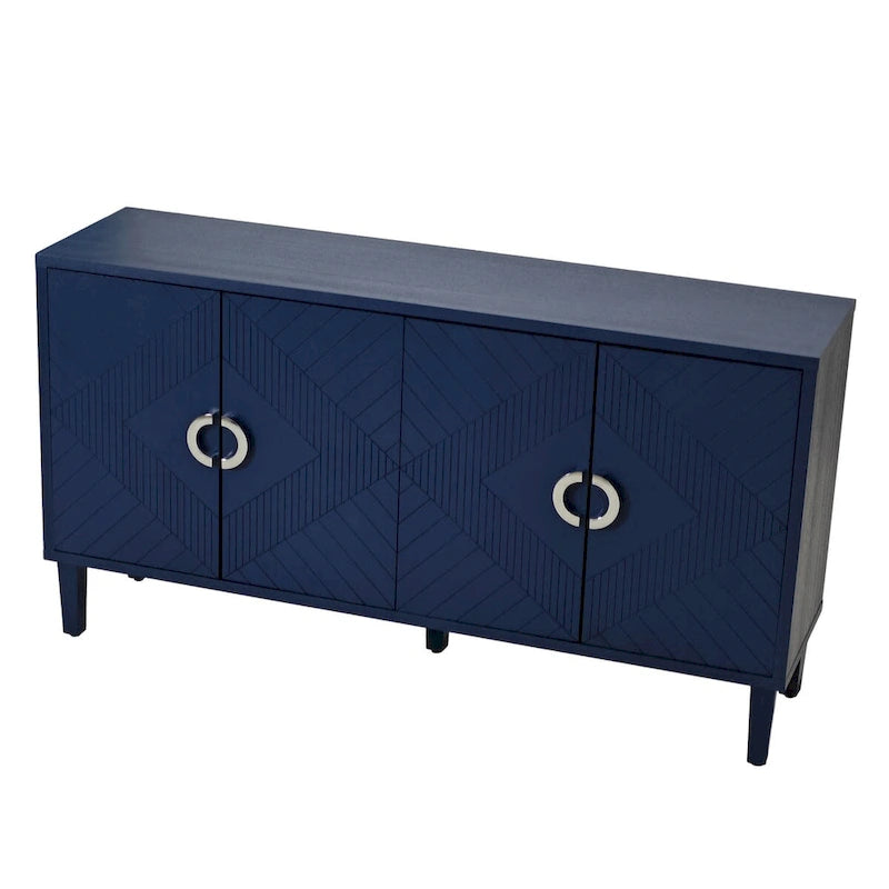 4-Door Sideboard Storage Cabinet with Solid Wood Veneer