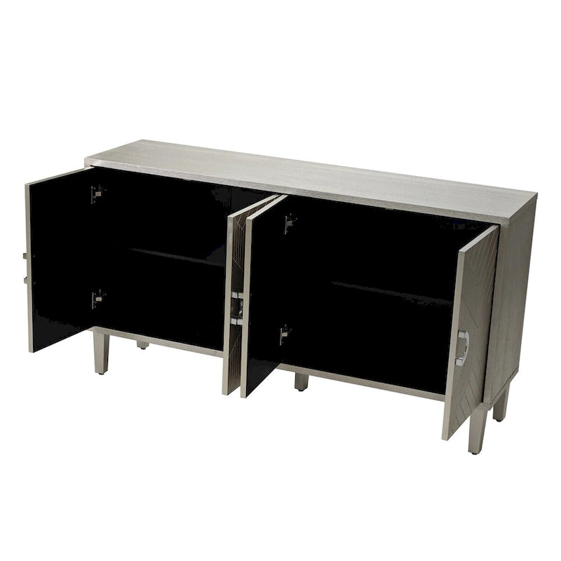 4-Door Sideboard Storage Cabinet with Solid Wood Veneer