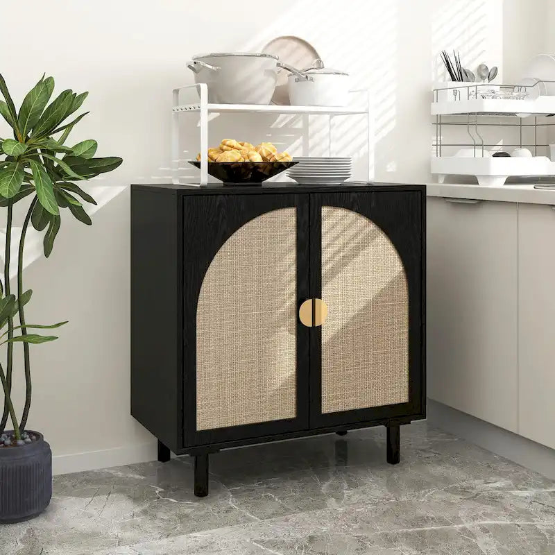 Rattan Storage Cabinet with Adjustable Laminates