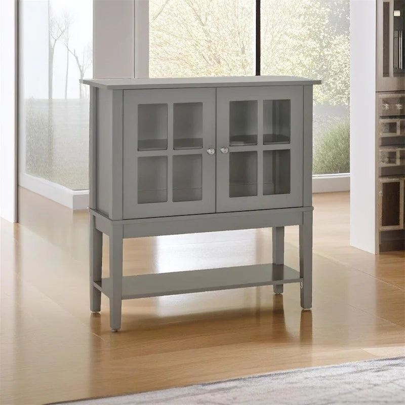 Buffet Cabinet with Adjustable Inner Shelving and Glass Doors - N/A