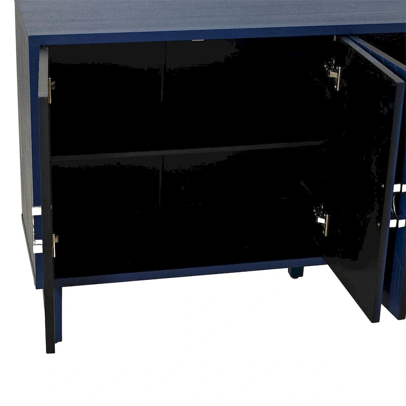 Stylish and Functional 4-Door Storage Cabinet with Pine Legs and MDF