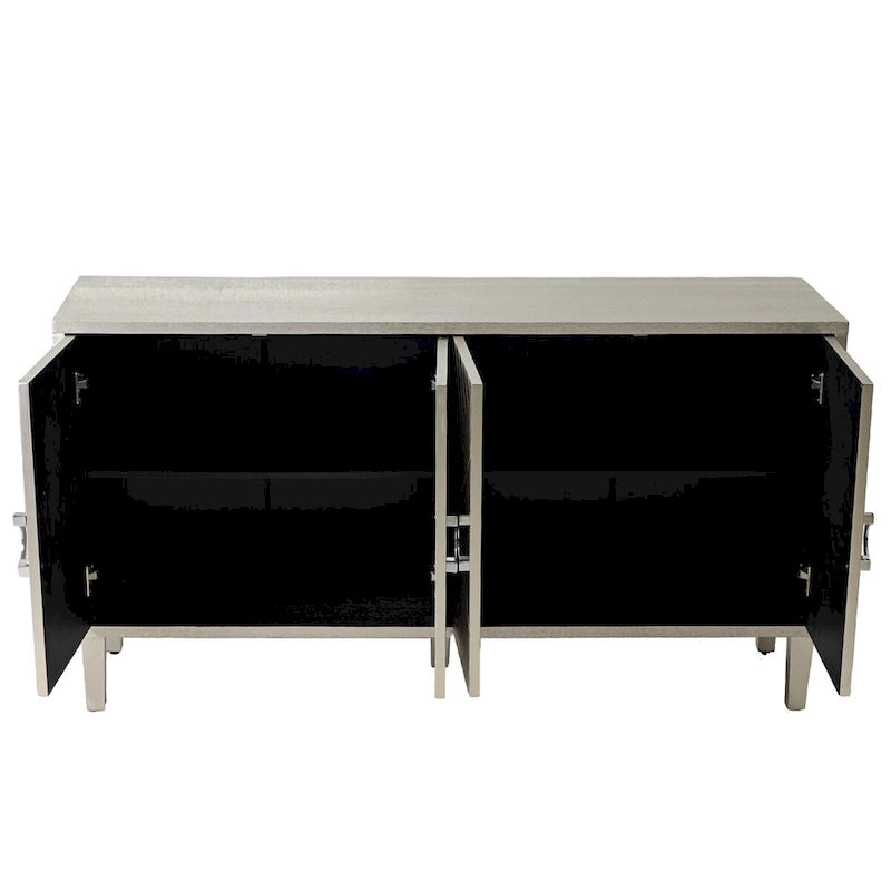Stylish and Functional 4-Door Storage Cabinet with Pine Legs and MDF