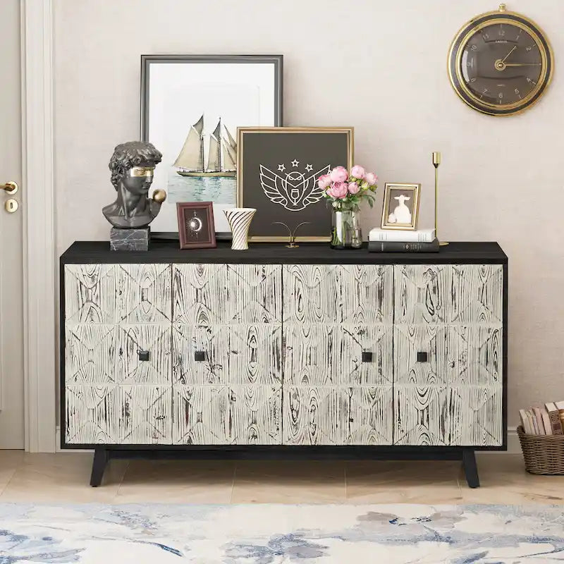 59.84 4 Doors Vintage Sideboard ,Freestanding Sideboard Storage Cabinet