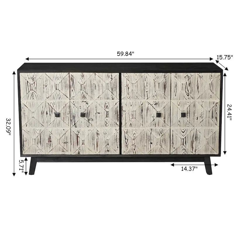 59.84 4 Doors Vintage Sideboard ,Freestanding Sideboard Storage Cabinet