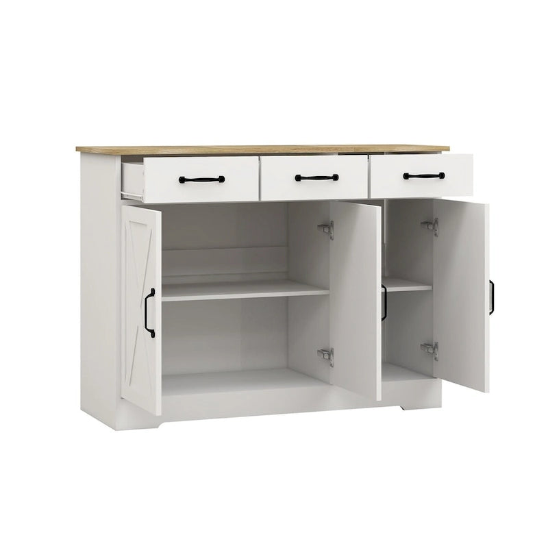 Farmhouse Buffet Cabinet Storage Sideboard with 3 Drawers and 3 Doors
