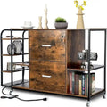 2 Drawer Mobile Filing Cabinet with Outlet - 15.75D x 43.31W x 29.53H