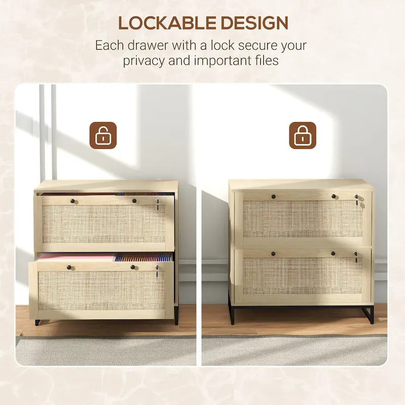 2-Drawer File Cabinet with Lock, Keys and Adjustable Hanging Bar