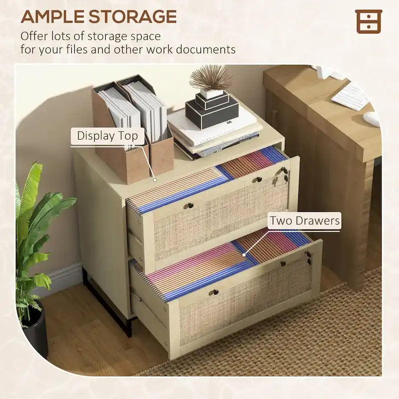 2-Drawer File Cabinet with Lock, Keys and Adjustable Hanging Bar