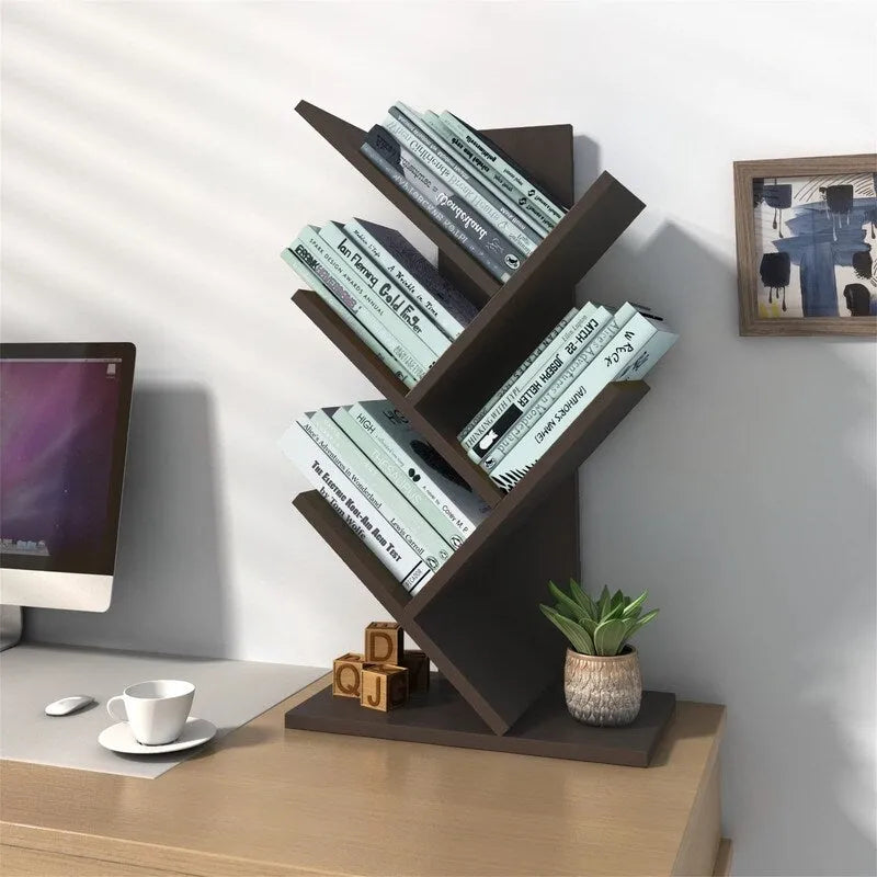 Wooden Book Tree Shelf