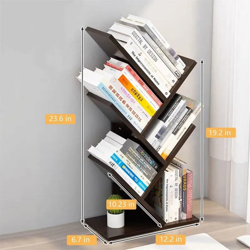 Wooden Book Tree Shelf