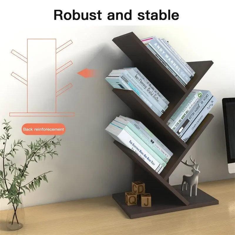 Wooden Book Tree Shelf
