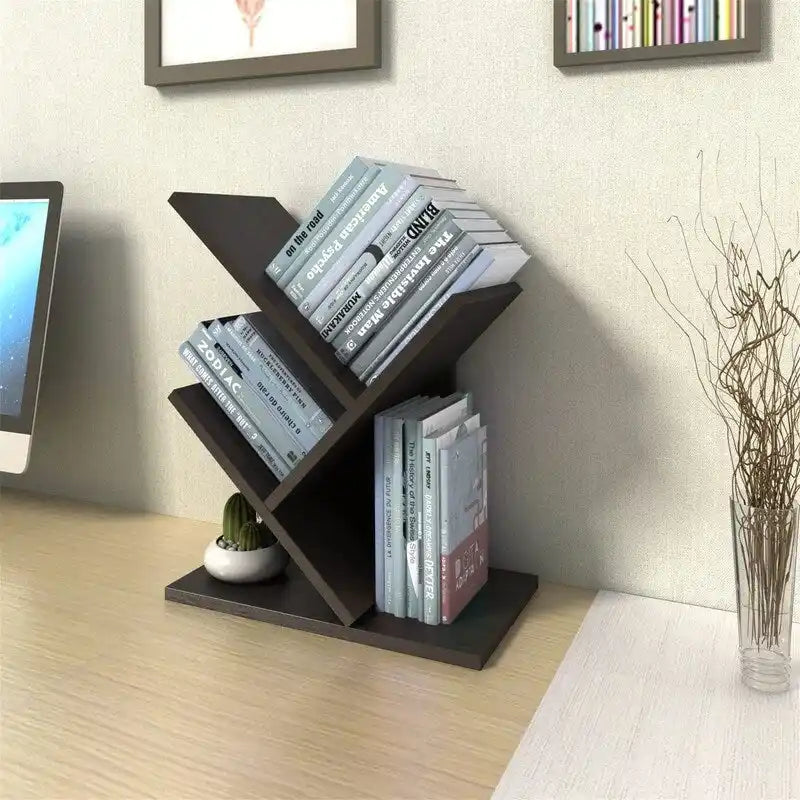 Wooden Book Tree Shelf