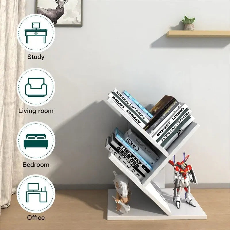 Wooden Book Tree Shelf